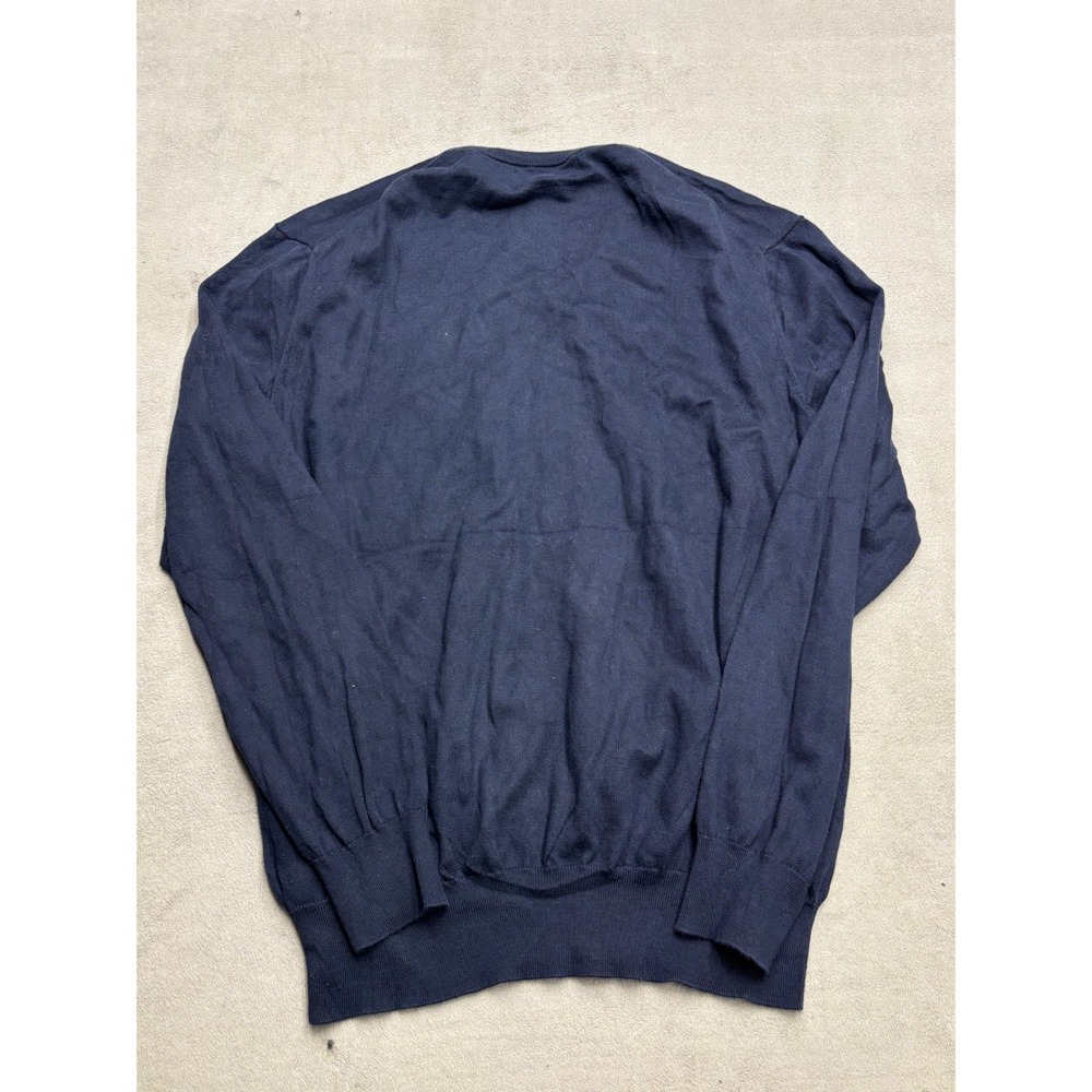 Polo Ralph Lauren V Neck Navy Blue Pima Cotton Sweater Mens Large - Picture 5 of 6